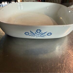 Corningware White Dish with Blue Floral Pattern